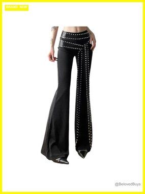 Women's Inpunktoo Flared High Waisted Wide Leg Goth Pants